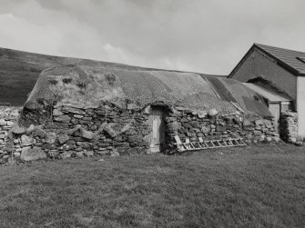 Thatched byre, view from west