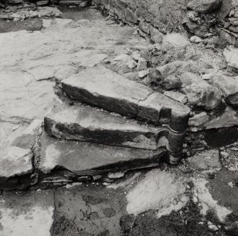 Carrick Castle, interior.
View of courtyard stair and entrance to tower.