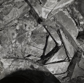 Carrick Castle, interior.
Detail of corbelling at head of South mural stair, East wall.