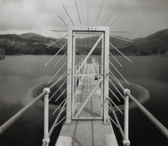 Dam (NM 97 42) supplying water to works: Detailed view of entrance to spillway from W