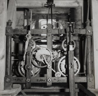 Tower, detail of clock mechanism