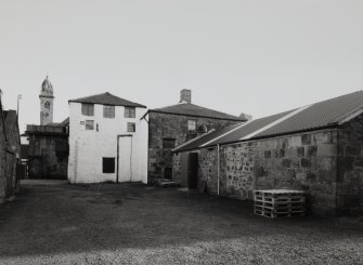 View from NNW of main production block of distillery (centre), with Duty Free Warehouse No.3 (left) and No. 8 (now dry-goods store) to right