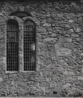 Campbeltown, Old Lowland Church.
View of infilled doorway and window in South-West wall.