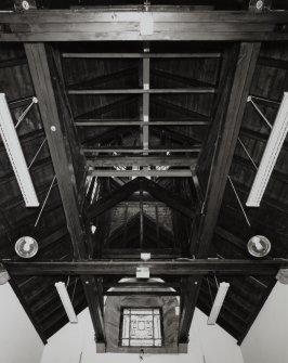 Campbeltown, Hall Street, Campbeltown Library and Museum, interior.
View of timber roof structure in vestibule.