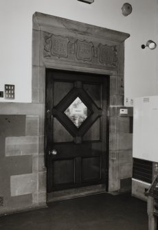 Campbeltown, Hall Street, Campbeltown Library and Museum, interior.
General view of garden exit in vestibule.
Panels above doorway insc: 'Pericles Leox Francis I'