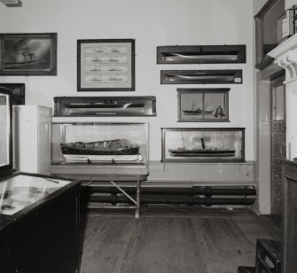 Campbeltown, Hall Street, Campbeltown Library and Museum, interior.
General view of boat-holding display cases in Museum.