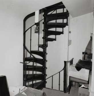 Campbeltown, Hall Street, Campbeltown Library and Museum, interior.
View of spiral stair in South Room on First Floor.