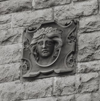 Detail of mask above drawing room garden door