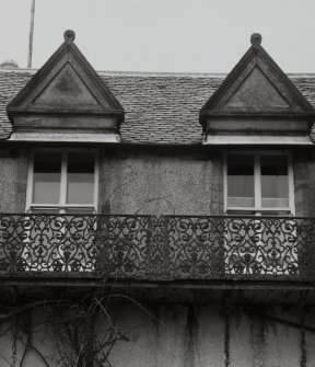 Detail of first floor cast iron balcony outside the principal bedroom