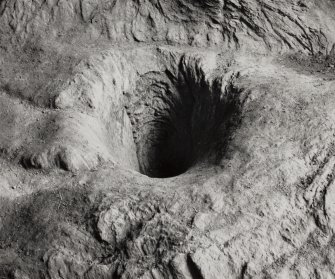 St Columba's Cave, interior.
View of rock cut basin.