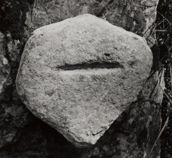 St Columba's Cave.
Detail of stone with narrow slit (ingot mould?)