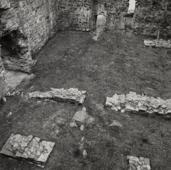 Castle Sween, interior.
View of courtyard from East wall-head.