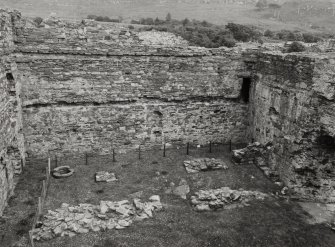 Castle Sween, interior.
View of courtyard from West wall-head.