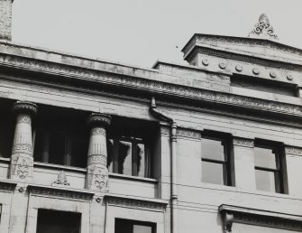 336 - 356 Sauchiehall Street, Grecian Building
View of colonnade and pediment, second storey