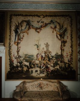 Inveraray Castle, interior.
View of the tapestry to the right of the fireplace on the South-West wall of the tapestry drawing room.