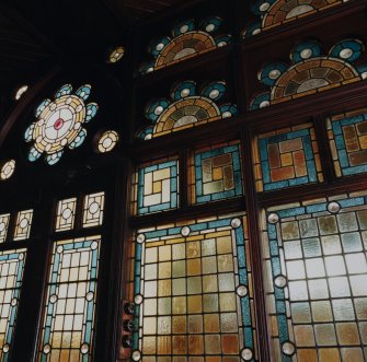 Entrance porch, detail of stained glass