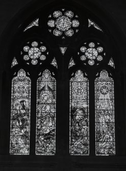 View of South stained glass window depicting the Adoration of the Magi by C Paine for Guthrie & Wells 1957.