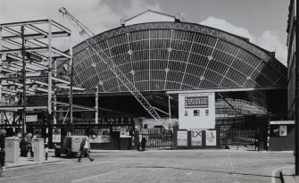 View of train shed from S under construction.