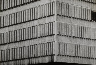 Detail of external concrete cladding at NE corner.