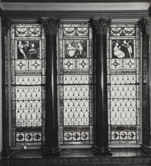 Glasgow, 6 Rowan Road, Craigie Hall, interior.
View of stained glass window on principal staircase.