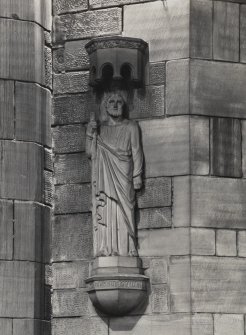 Glasgow, 19 Rosevale Street, St. Bride's Church, interior.
General view of wall mounted effigy with canopy.