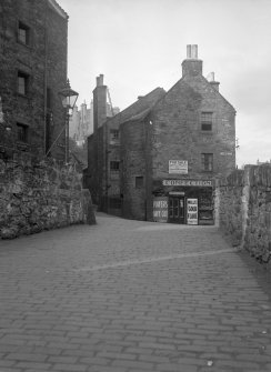 View down Bell's Brae of No 17 showing shop front