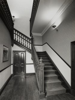 Glasgow, 591 Tollcross Road, Tollcross House, interior.
View of stair hall from West.