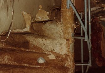 Glasgow, Auldhouse, 2 Auldhouse Court, interior.
View of stair in state of disrepair.
