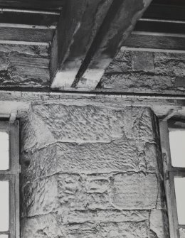 Glasgow, 13-23 Tradeston Street, Randolph & Elder Engine Works, interior.
View of East range ground floor, piers betweeen windows, occasionally shouldered for extra bearing.