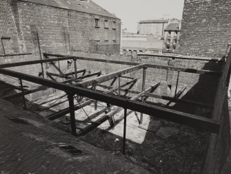 Glasgow, 13-23 Tradeston Street, Randolph & Elder Engine Works, interior.
View of internal framework of two storey building within re-entrant angle.