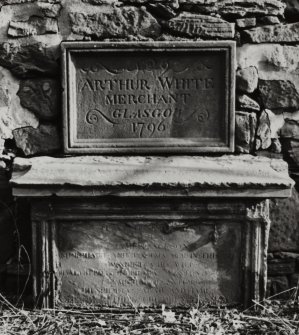 View of tombstone of Arthur White, SE wall of churchyard.