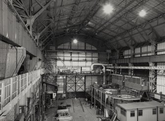 Glasgow, 739 South Street, North British Engine Works.
Main Workshop. View from North-East of bay 'C' showing seadart Missile test bed on site of former diesel engine test bed.