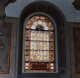 St Andrew's Church, interior
View of stained glass window at balcony level, East wall