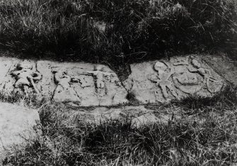 Modern copy of historic photograph showing detail of alter frontal.