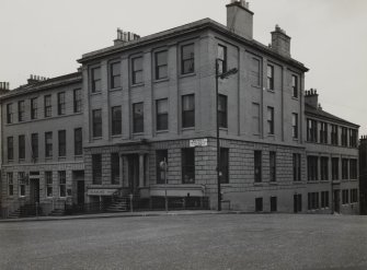 Glasgow, 249 - 261 West George Street.
General view at junction with Blythswood Street.