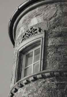 Detail of 1885 date plaque on South-West corner of tower of original villa.