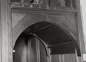 Staircase, archway, decorative woodwork, detail