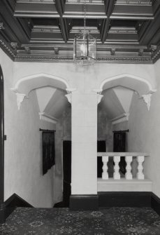 Interior. View of first floor staircase hall from East