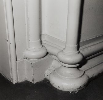 Interior.  Detail of lower door surround on ground floor.