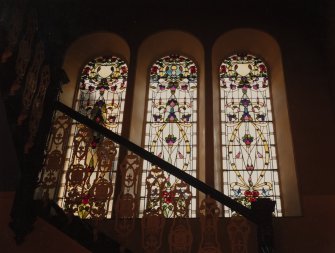 Interior.
View of stained glass, main staircase.