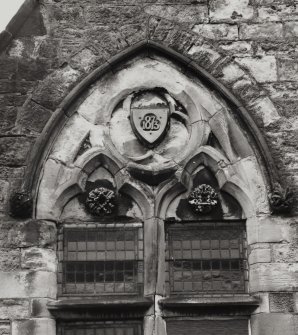 Detail of parsonage window and date stone, 1873.