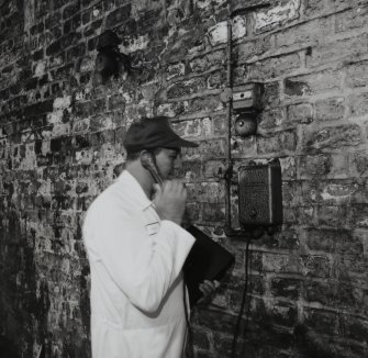 Detailed view of old manual telephone in Warehouse (T&L No.: 21180/1)