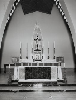 Interior - Detail of altar table at West end, from East