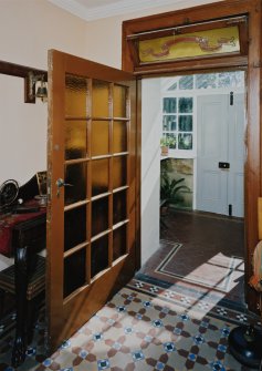Interior. View of entrance porch from North