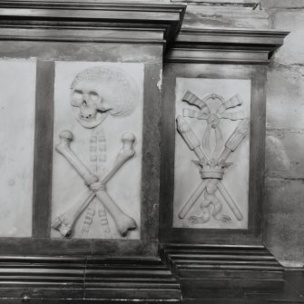 Interior.
Hamilton Monument.  Detail of marble panels at the right side of the base.