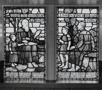 Interior.Ground floor detail of Kerr Memorial stained glass windows c.1938