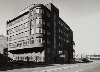 View from NE of W part of works, containing offices, with Light and Medium Machine Shops behind, photographed 10 August 1993