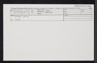 Aldbar Castle, NO55NE 27, Ordnance Survey index card, Recto