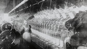 Copy of historic photograph showing interior view of drawing and preparing department.