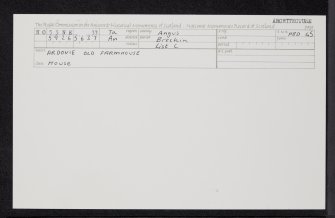 Ardovie Old Farmhouse, NO55NE 33, Ordnance Survey index card, Recto